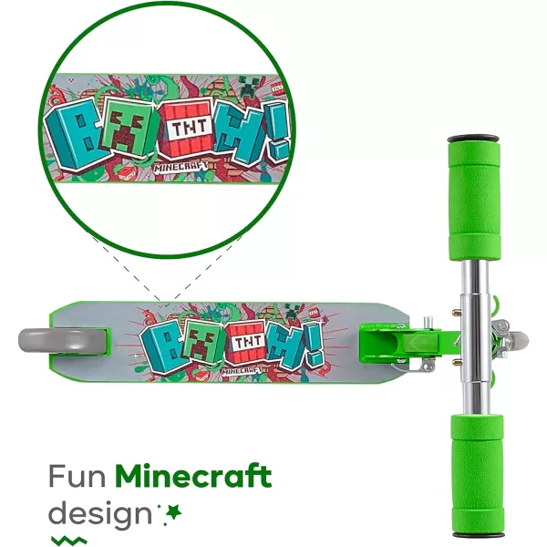 Folding Scooter for Kids  Easy amp Portable FoldNCarry Design UltraLightweight Comfortable amp Safe Durable amp Easy to RideMinecraft Green