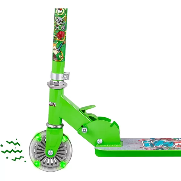 Folding Scooter for Kids  Easy amp Portable FoldNCarry Design UltraLightweight Comfortable amp Safe Durable amp Easy to RideMinecraft Green