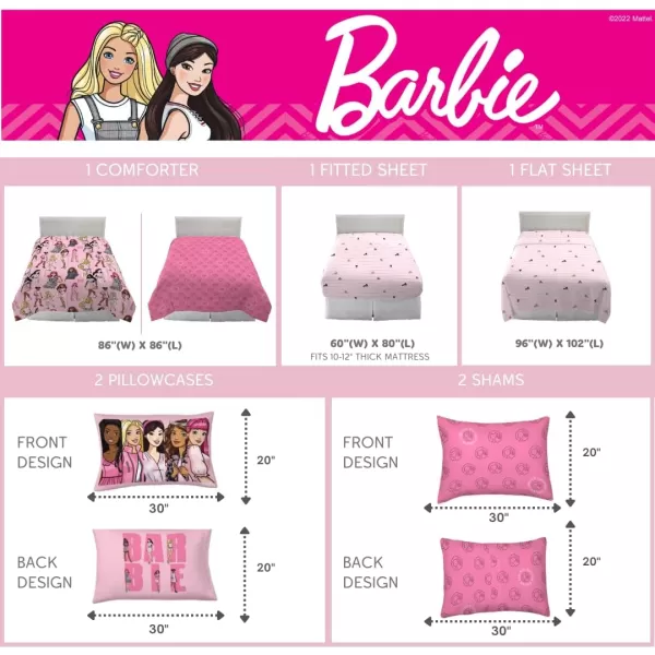 Franco Barbie Barbiecore Bedding Super Soft Comforter and Sheet Set with Sham 5 Piece Twin Size College Dorm Essentials Official Licensed ProductBarbie Queen