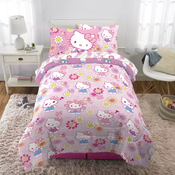 Franco Barbie Barbiecore Bedding Super Soft Comforter and Sheet Set with Sham 5 Piece Twin Size College Dorm Essentials Official Licensed ProductHello Kitty  Rainbow Garden 5 Piece Twin Size