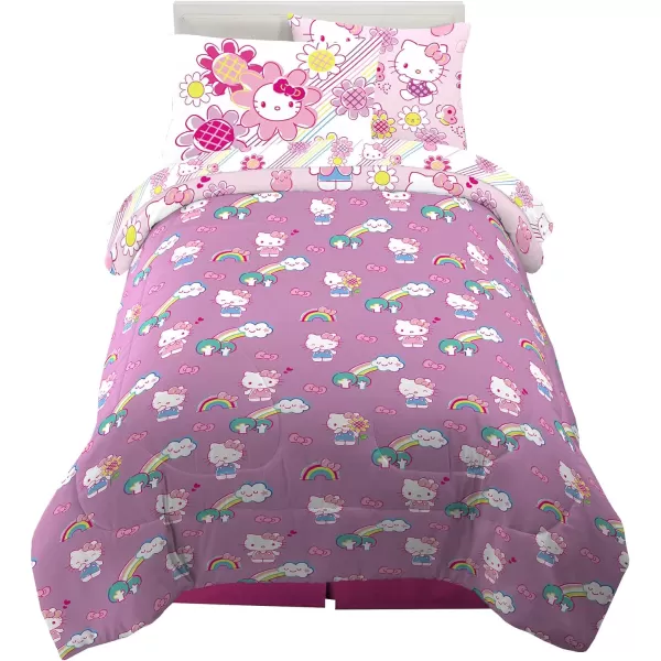 Franco Barbie Barbiecore Bedding Super Soft Comforter and Sheet Set with Sham 5 Piece Twin Size College Dorm Essentials Official Licensed ProductHello Kitty  Rainbow Garden 5 Piece Twin Size