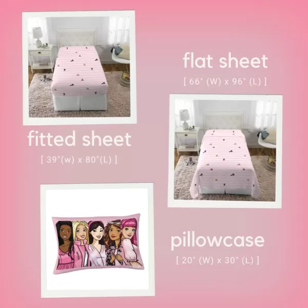 Franco Barbie Barbiecore Bedding Super Soft Microfiber Twin XL Sheet Set College Dorm Essentials Official Licensed ProductBarbie Twin XL