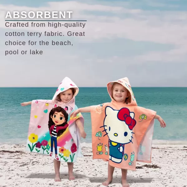 Franco Barbie Kids BeachPoolBathCamping Hooded Towel Poncho 24 X 22 Absorbent Cotton Cover up 100 Official Licensed Barbie Product LargeHello Kitty Large