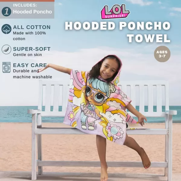 Franco Barbie Kids BeachPoolBathCamping Hooded Towel Poncho 24 X 22 Absorbent Cotton Cover up 100 Official Licensed Barbie Product LargeLol Surprise Large