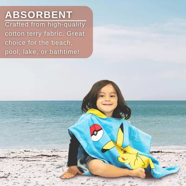 Franco Barbie Kids BeachPoolBathCamping Hooded Towel Poncho 24 X 22 Absorbent Cotton Cover up 100 Official Licensed Barbie Product LargePokemon Large