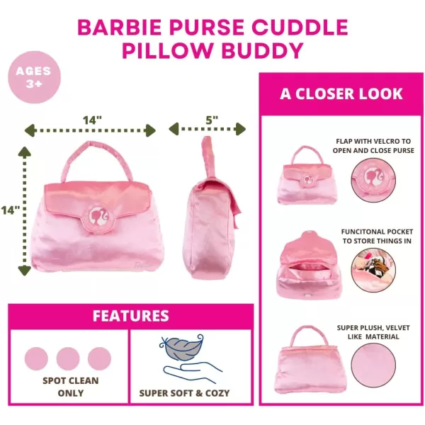 Franco Barbie Purse Pillow Bedding Super Soft Plush Pink PurseBag Shapped Cuddle Pillow Buddy 100 Official Licensed Barbie Product1 Count Pack of 1 Barbie