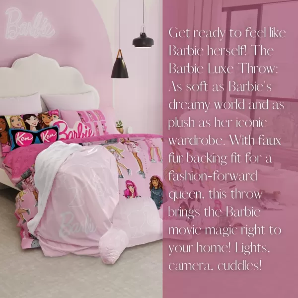 Franco Kids Bedding Super Soft Micro Raschel Throw 46 in x 60 in Barbie50 in x 60 in Barbie Luxe