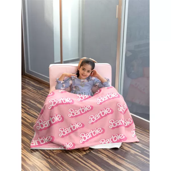 INTIMO Mattel Barbie Logo On Repeat Soft Cuddly Plush Fleece Throw Blanket Wall ScrollINTIMO Mattel Barbie Logo On Repeat Soft Cuddly Plush Fleece Throw Blanket Wall Scroll