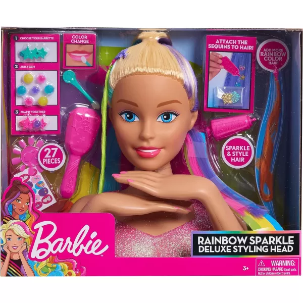 Just Play Barbie Rainbow Sparkle Deluxe Styling Head Blonde Hair Kids Toys for Ages 3 Up by Just PlayMulticolor