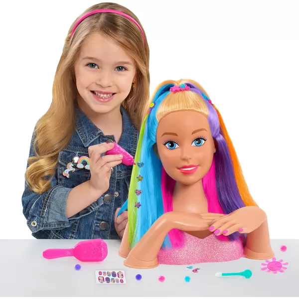 Just Play Barbie Rainbow Sparkle Deluxe Styling Head Blonde Hair Kids Toys for Ages 3 Up by Just PlayMulticolor