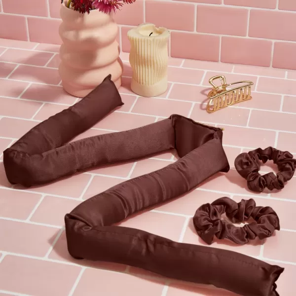 Kitsch Satin Heatless Curling Set  Hair Rollers for Heatless Curls  Hair Curlers amp Hot Rollers  Hair Curlers to Sleep in  Heatless Curling Rod Headband  Heatless Curler Malibu Barbie1 Count XL Pack of 1 Chocolate