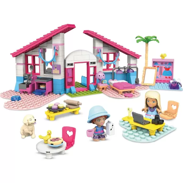 MEGA Barbie Building Toys Playset Malibu Dream House with 303 Pieces 2 MicroDolls Accessories and Furniture 3 PetsMEGA Barbie Building Toys Playset Malibu Dream House with 303 Pieces 2 MicroDolls Accessories and Furniture 3 Pets