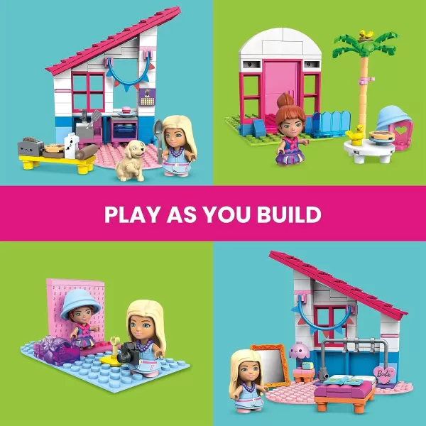 MEGA Barbie Building Toys Playset Malibu Dream House with 303 Pieces 2 MicroDolls Accessories and Furniture 3 PetsMEGA Barbie Building Toys Playset Malibu Dream House with 303 Pieces 2 MicroDolls Accessories and Furniture 3 Pets