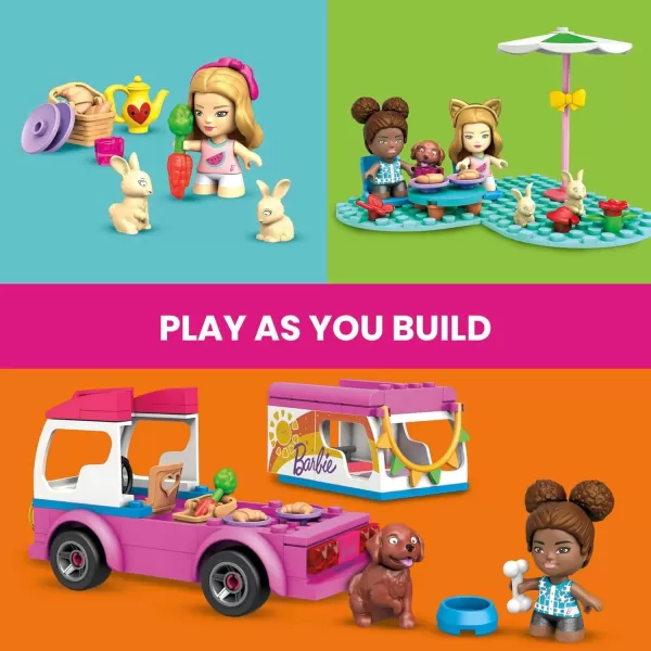 MEGA Barbie Camper Building Toy Vehicle Playset Adventure DreamCamper with 123 Pieces 2 MicroDolls Accessories Pets and FurnitureBarbie Dreamcamper