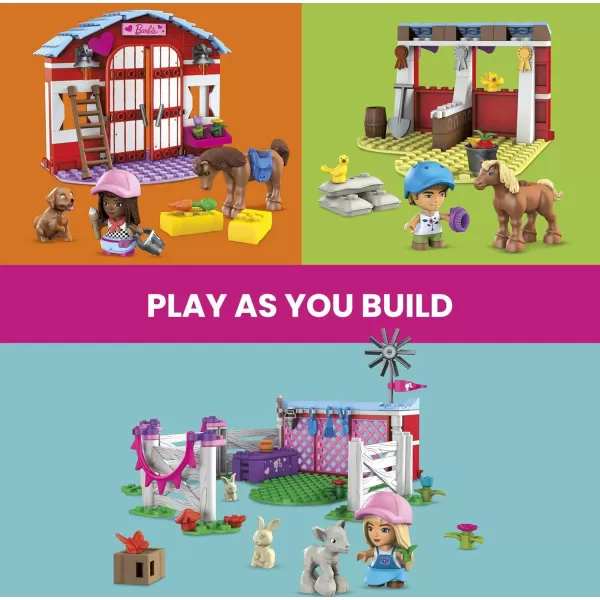 Mega Barbie Pets Horse Toy Building Set with 3 MicroDolls and Accessories 9 Pets EasytoBuild Horse Stables PlaysetMega Barbie Pets Horse Toy Building Set with 3 MicroDolls and Accessories 9 Pets EasytoBuild Horse Stables Playset