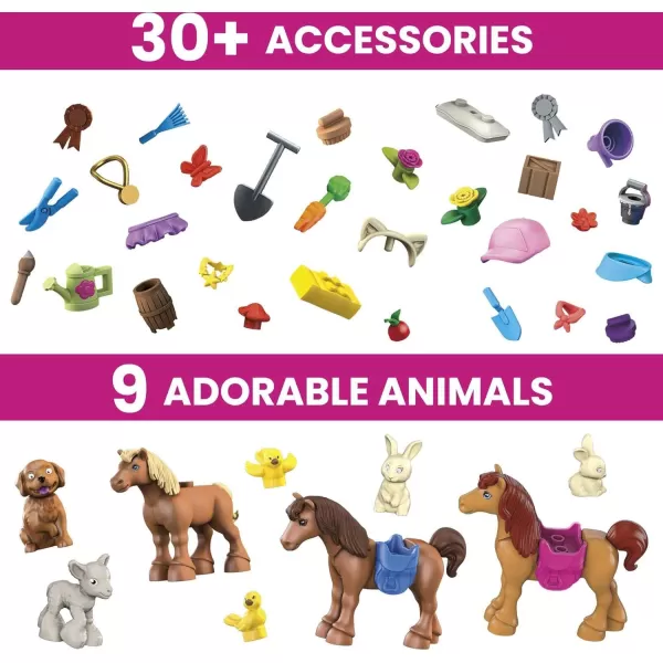 Mega Barbie Pets Horse Toy Building Set with 3 MicroDolls and Accessories 9 Pets EasytoBuild Horse Stables PlaysetMega Barbie Pets Horse Toy Building Set with 3 MicroDolls and Accessories 9 Pets EasytoBuild Horse Stables Playset