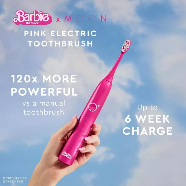 Moon Barbie The Movie x Pink Sonic Electric Toothbrush for Adults 5 Smart Modes to Clean Whiten Massage and Polish Teeth Rechargeable with Travel CasePink