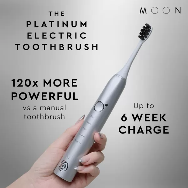 Moon Barbie The Movie x Pink Sonic Electric Toothbrush for Adults 5 Smart Modes to Clean Whiten Massage and Polish Teeth Rechargeable with Travel CasePlatinum