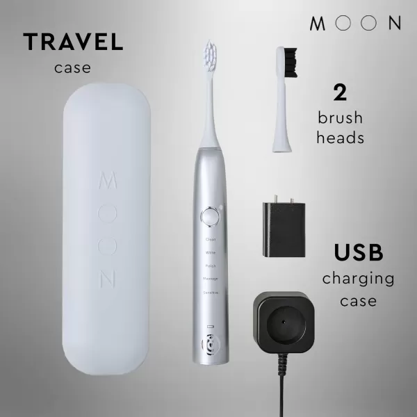 Moon Barbie The Movie x Pink Sonic Electric Toothbrush for Adults 5 Smart Modes to Clean Whiten Massage and Polish Teeth Rechargeable with Travel CasePlatinum