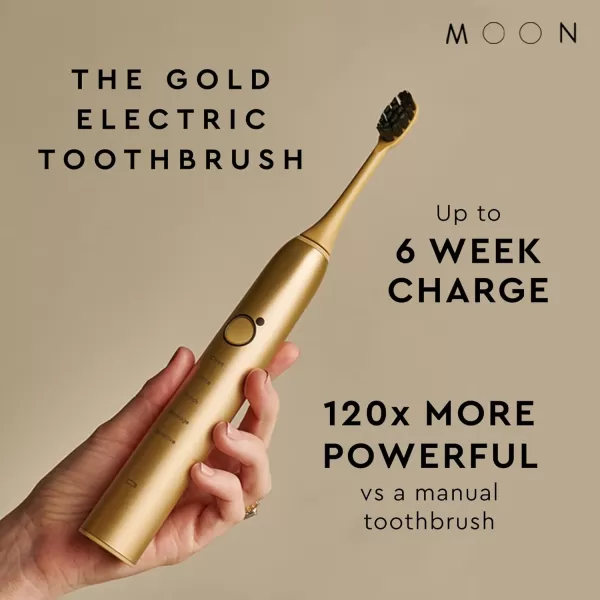 Moon Barbie The Movie x Pink Sonic Electric Toothbrush for Adults 5 Smart Modes to Clean Whiten Massage and Polish Teeth Rechargeable with Travel CaseGold