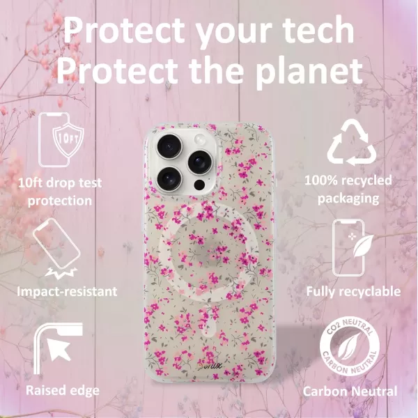 Sonix x Barbie Case for iPhone 15 Pro  Compatible with MagSafe  10ft Drop Tested  IconiciPhone 15 Pro Cottage Floral Pink