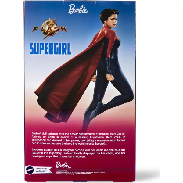 Supergirl Barbie Doll Collectible Doll from The Flash Movie Wearing Red and Blue Suit with Cape Doll Stand IncludedSupergirl Barbie Doll Collectible Doll from The Flash Movie Wearing Red and Blue Suit with Cape Doll Stand Included