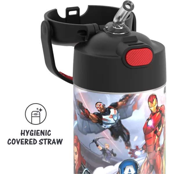 THERMOS FUNTAINER 12 Ounce Stainless Steel Vacuum Insulated Kids Straw Bottle BarbieAvengers 12 Ounce Licensed Characters