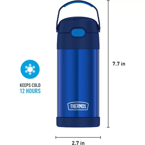 THERMOS FUNTAINER 12 Ounce Stainless Steel Vacuum Insulated Kids Straw Bottle BarbieBlue 12 Ounce Solid Color