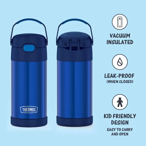 THERMOS FUNTAINER 12 Ounce Stainless Steel Vacuum Insulated Kids Straw Bottle BarbieBlue 12 Ounce Solid Color