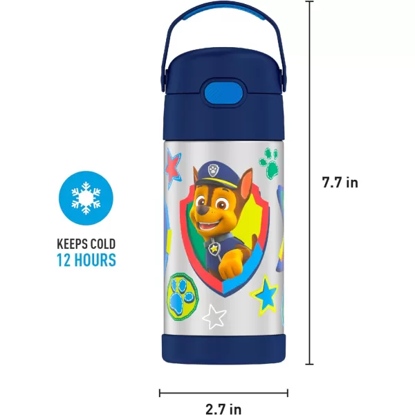 THERMOS FUNTAINER 12 Ounce Stainless Steel Vacuum Insulated Kids Straw Bottle BarbieBlue Paw Patrol 12 Ounce Licensed Characters