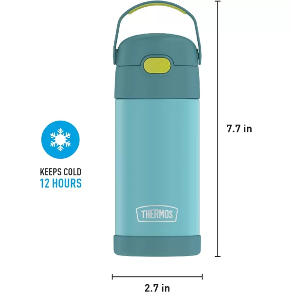 THERMOS FUNTAINER 12 Ounce Stainless Steel Vacuum Insulated Kids Straw Bottle BarbieBlueGreen 12 Ounce Solid Color