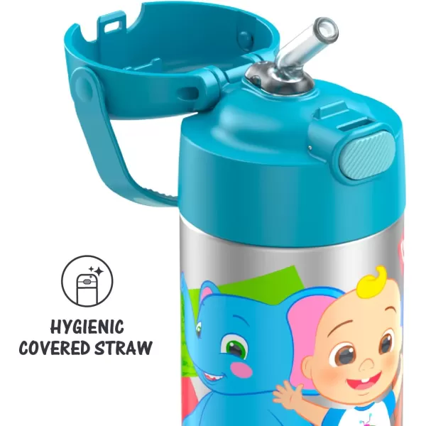 THERMOS FUNTAINER 12 Ounce Stainless Steel Vacuum Insulated Kids Straw Bottle BarbieCocomelon 12 Ounce Licensed Characters