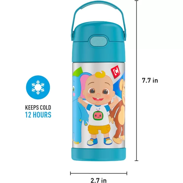 THERMOS FUNTAINER 12 Ounce Stainless Steel Vacuum Insulated Kids Straw Bottle BarbieCocomelon 12 Ounce Licensed Characters