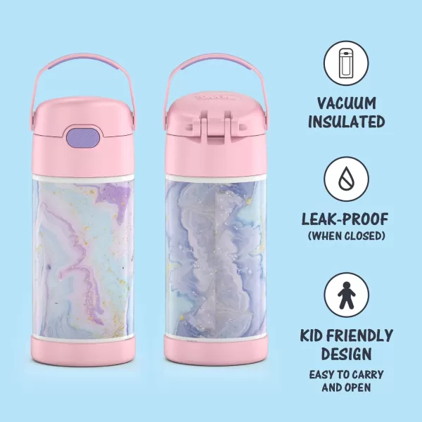 THERMOS FUNTAINER 12 Ounce Stainless Steel Vacuum Insulated Kids Straw Bottle BarbieDreamy 12 Ounce Decorated