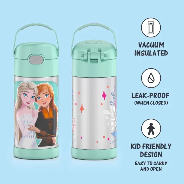 THERMOS FUNTAINER 12 Ounce Stainless Steel Vacuum Insulated Kids Straw Bottle BarbieFrozen 2 12 Ounce Licensed Characters