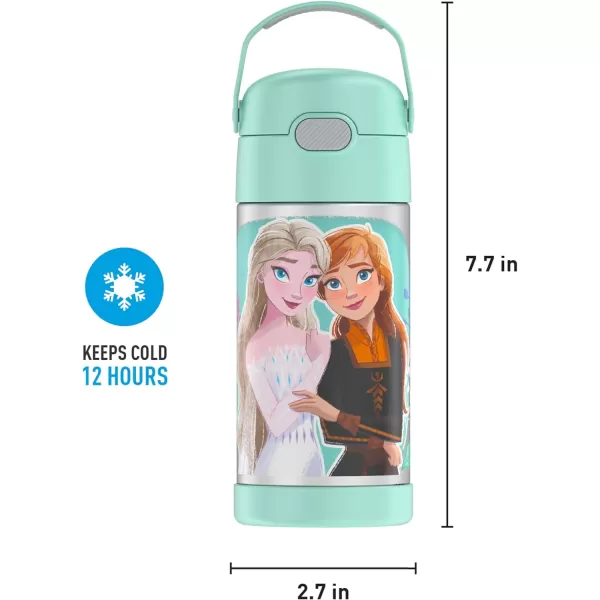 THERMOS FUNTAINER 12 Ounce Stainless Steel Vacuum Insulated Kids Straw Bottle BarbieFrozen 2 12 Ounce Licensed Characters