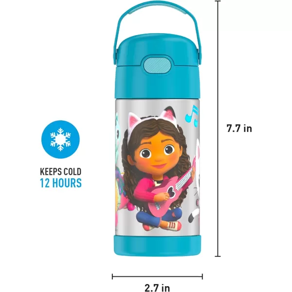 THERMOS FUNTAINER 12 Ounce Stainless Steel Vacuum Insulated Kids Straw Bottle BarbieGabbys Dollhouse 12 Ounce Licensed Characters