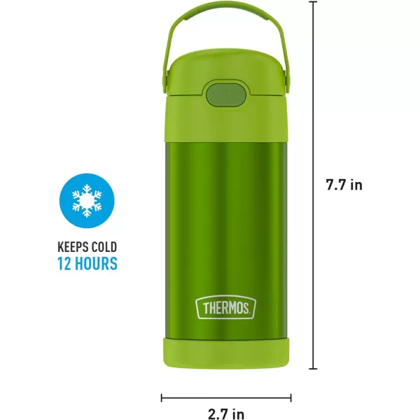 THERMOS FUNTAINER 12 Ounce Stainless Steel Vacuum Insulated Kids Straw Bottle BarbieLime 12 Ounce Solid Color