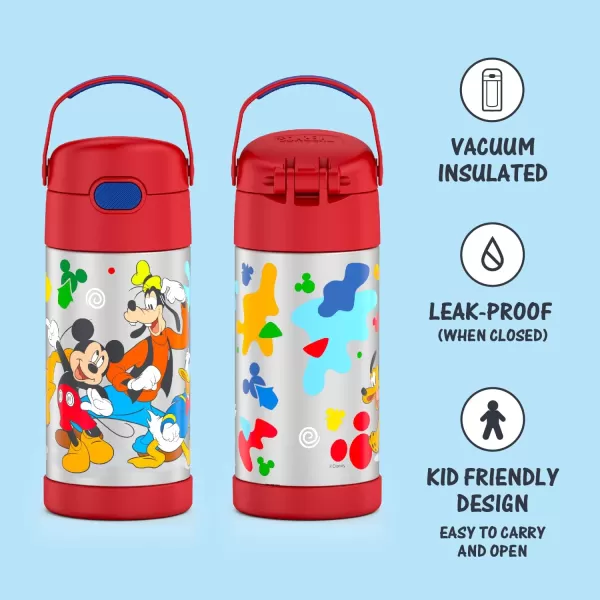 THERMOS FUNTAINER 12 Ounce Stainless Steel Vacuum Insulated Kids Straw Bottle BarbieMickey Mouse 12 Ounce Licensed Characters