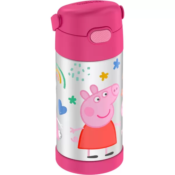 THERMOS FUNTAINER 12 Ounce Stainless Steel Vacuum Insulated Kids Straw Bottle BarbiePeppa Pig 12 Ounce Licensed Characters