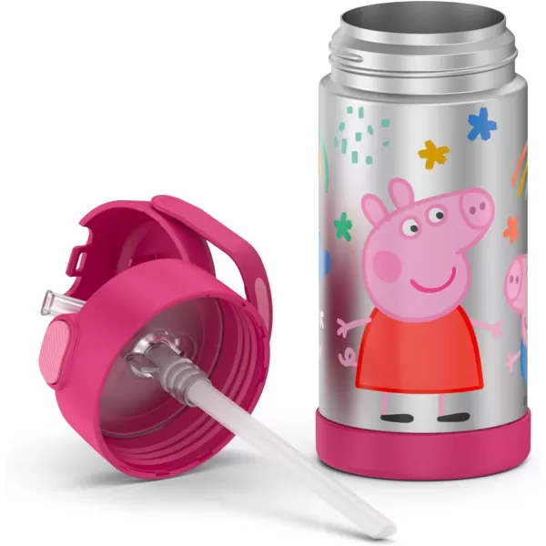 THERMOS FUNTAINER 12 Ounce Stainless Steel Vacuum Insulated Kids Straw Bottle BarbiePeppa Pig 12 Ounce Licensed Characters