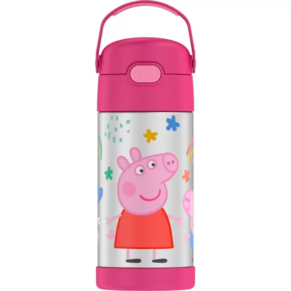 THERMOS FUNTAINER 12 Ounce Stainless Steel Vacuum Insulated Kids Straw Bottle BarbiePeppa Pig 12 Ounce Licensed Characters