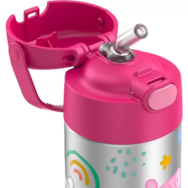 THERMOS FUNTAINER 12 Ounce Stainless Steel Vacuum Insulated Kids Straw Bottle BarbiePeppa Pig 12 Ounce Licensed Characters