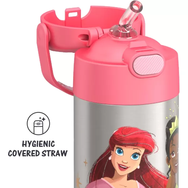 THERMOS FUNTAINER 12 Ounce Stainless Steel Vacuum Insulated Kids Straw Bottle BarbiePrincess 12 Ounce Licensed Characters