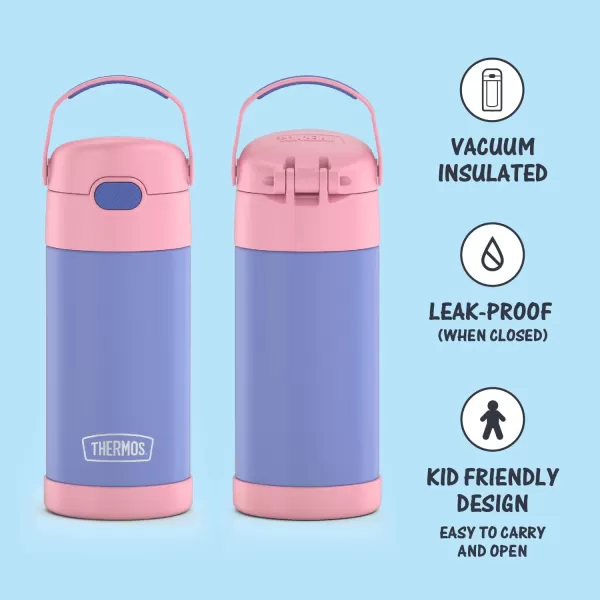 THERMOS FUNTAINER 12 Ounce Stainless Steel Vacuum Insulated Kids Straw Bottle BarbiePurplePink 12 Ounce Solid Color