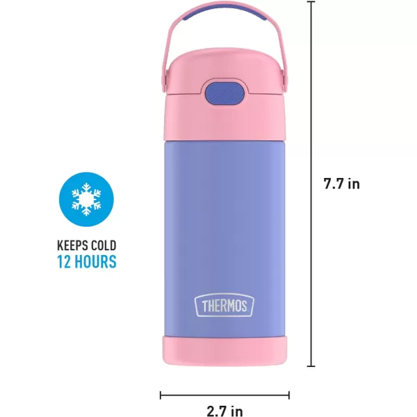 THERMOS FUNTAINER 12 Ounce Stainless Steel Vacuum Insulated Kids Straw Bottle BarbiePurplePink 12 Ounce Solid Color