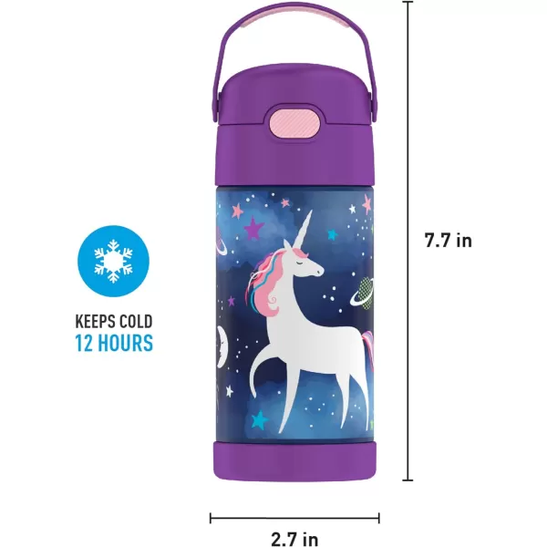 THERMOS FUNTAINER 12 Ounce Stainless Steel Vacuum Insulated Kids Straw Bottle BarbieSpace Unicorn 12 Ounce Decorated