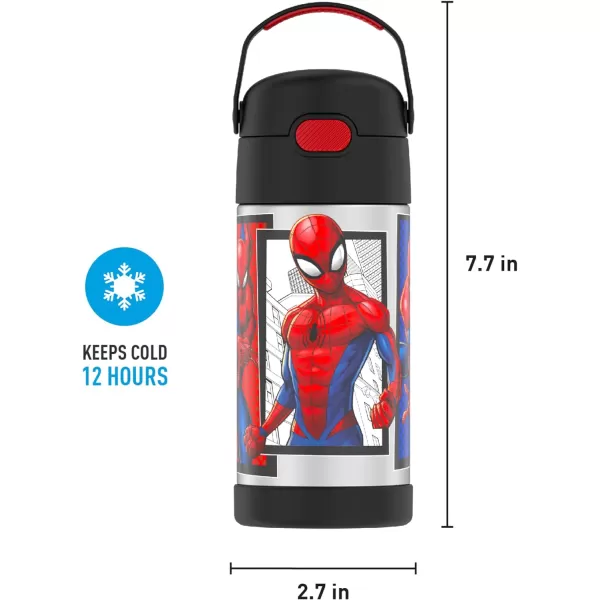 THERMOS FUNTAINER 12 Ounce Stainless Steel Vacuum Insulated Kids Straw Bottle BarbieSpiderMan 12 Ounce Licensed Characters