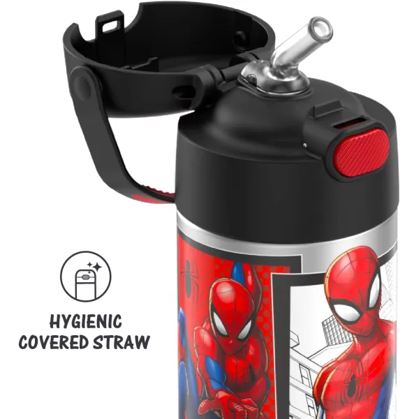 THERMOS FUNTAINER 12 Ounce Stainless Steel Vacuum Insulated Kids Straw Bottle BarbieSpiderMan 12 Ounce Licensed Characters