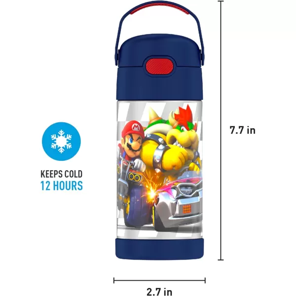 THERMOS FUNTAINER 12 Ounce Stainless Steel Vacuum Insulated Kids Straw Bottle BarbieSuper Mario Brothers 12 Ounce Licensed Characters